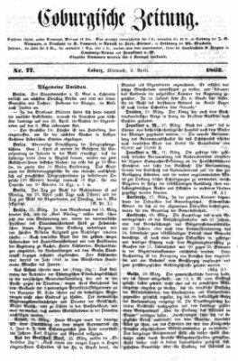 Coburger Zeitung Mittwoch 2. April 1862