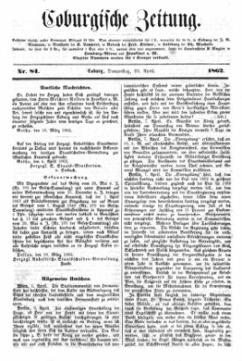 Coburger Zeitung Donnerstag 10. April 1862