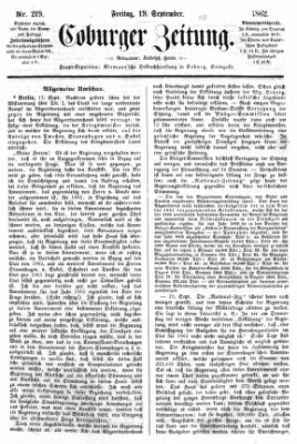 Coburger Zeitung Freitag 19. September 1862