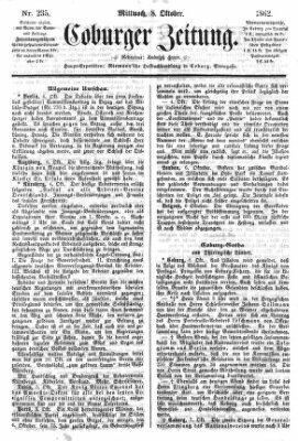 Coburger Zeitung Mittwoch 8. Oktober 1862