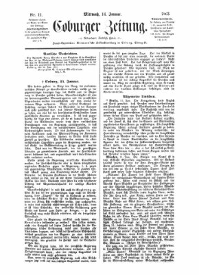 Coburger Zeitung Mittwoch 14. Januar 1863