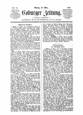 Coburger Zeitung Montag 30. März 1863