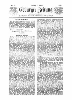 Coburger Zeitung Freitag 17. April 1863