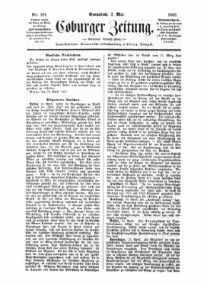 Coburger Zeitung Samstag 2. Mai 1863