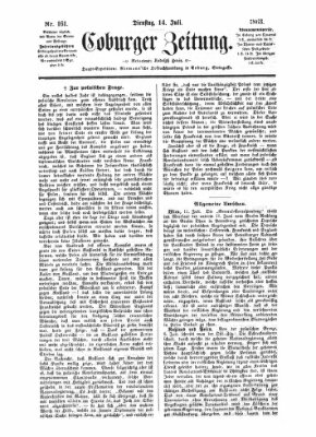 Coburger Zeitung Dienstag 14. Juli 1863