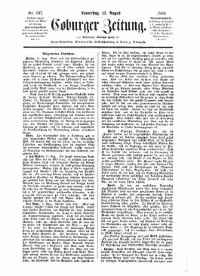 Coburger Zeitung Donnerstag 13. August 1863