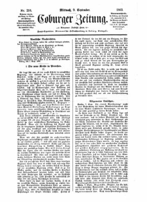 Coburger Zeitung Mittwoch 9. September 1863