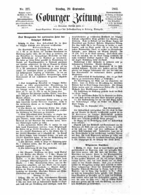 Coburger Zeitung Dienstag 29. September 1863