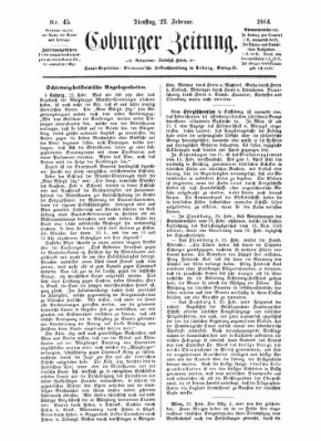 Coburger Zeitung Dienstag 23. Februar 1864
