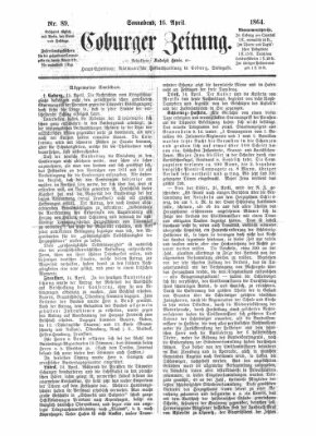 Coburger Zeitung Samstag 16. April 1864