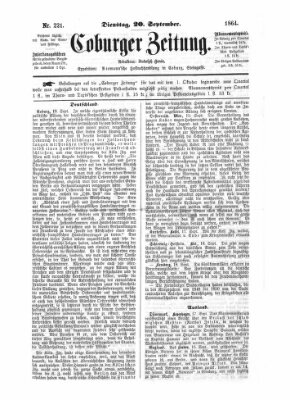 Coburger Zeitung Dienstag 20. September 1864