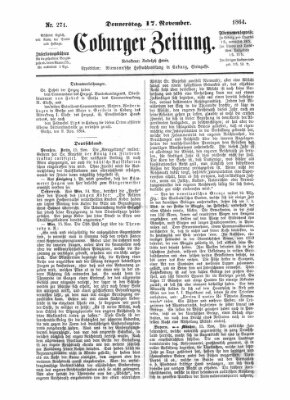 Coburger Zeitung Donnerstag 17. November 1864