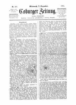 Coburger Zeitung Mittwoch 7. Dezember 1864