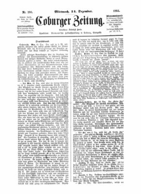 Coburger Zeitung Mittwoch 14. Dezember 1864