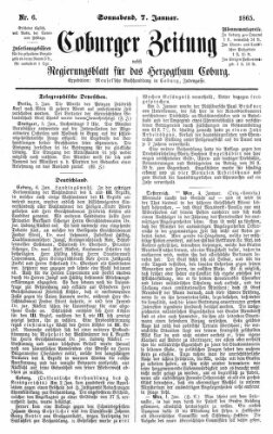 Coburger Zeitung Samstag 7. Januar 1865