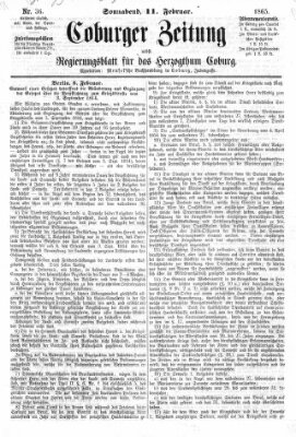 Coburger Zeitung Samstag 11. Februar 1865