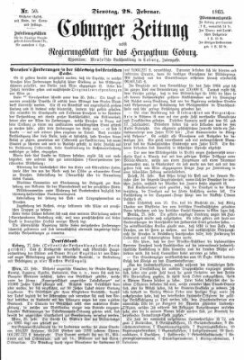 Coburger Zeitung Dienstag 28. Februar 1865