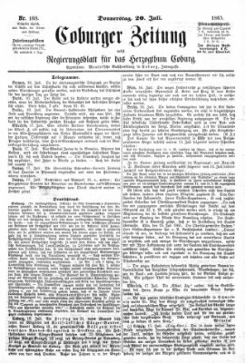 Coburger Zeitung Donnerstag 20. Juli 1865