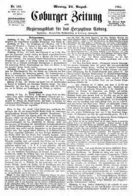 Coburger Zeitung Montag 21. August 1865
