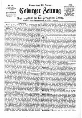 Coburger Zeitung Donnerstag 18. Januar 1866