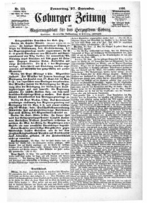 Coburger Zeitung Donnerstag 27. September 1866