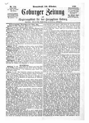 Coburger Zeitung Samstag 13. Oktober 1866