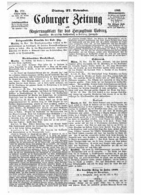 Coburger Zeitung Dienstag 27. November 1866