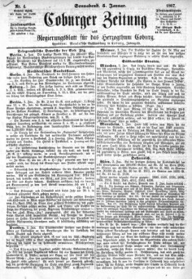 Coburger Zeitung Samstag 5. Januar 1867