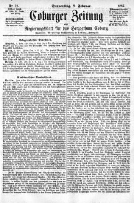 Coburger Zeitung Donnerstag 7. Februar 1867