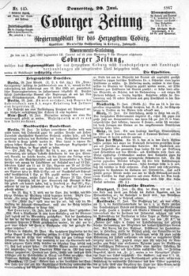 Coburger Zeitung Donnerstag 20. Juni 1867