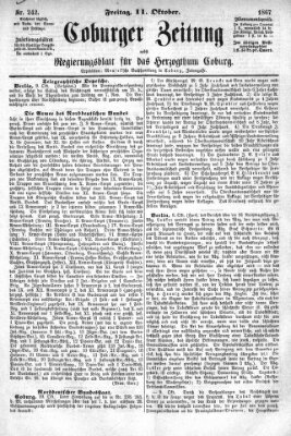 Coburger Zeitung Freitag 11. Oktober 1867