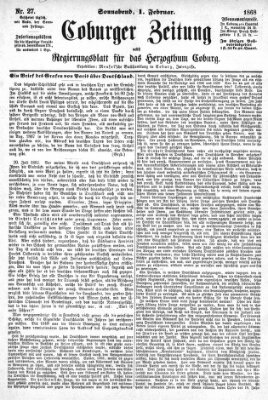 Coburger Zeitung Samstag 1. Februar 1868