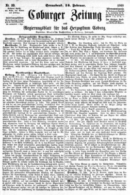 Coburger Zeitung Samstag 15. Februar 1868