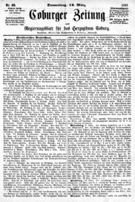 Coburger Zeitung Donnerstag 12. März 1868