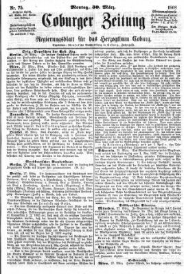 Coburger Zeitung Montag 30. März 1868