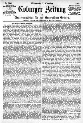 Coburger Zeitung Mittwoch 7. Oktober 1868