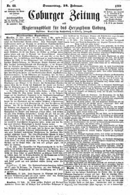 Coburger Zeitung Donnerstag 18. Februar 1869