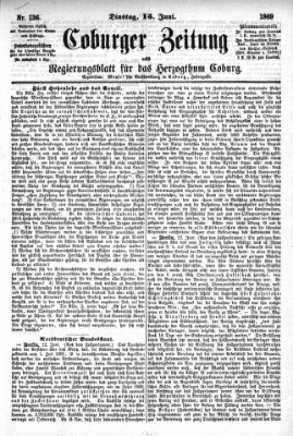 Coburger Zeitung Dienstag 15. Juni 1869