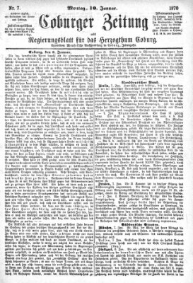 Coburger Zeitung Montag 10. Januar 1870