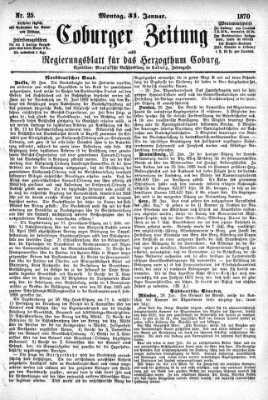 Coburger Zeitung Montag 31. Januar 1870