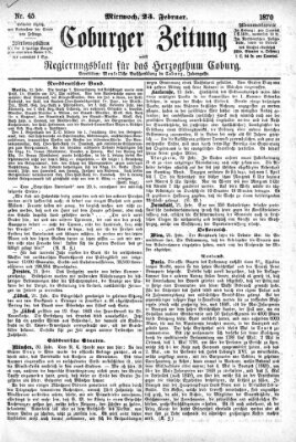 Coburger Zeitung Mittwoch 23. Februar 1870