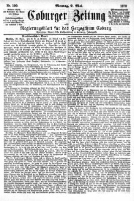 Coburger Zeitung Montag 2. Mai 1870