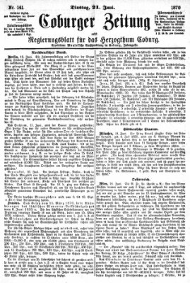 Coburger Zeitung Dienstag 21. Juni 1870