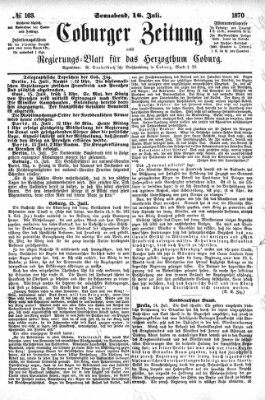 Coburger Zeitung Samstag 16. Juli 1870