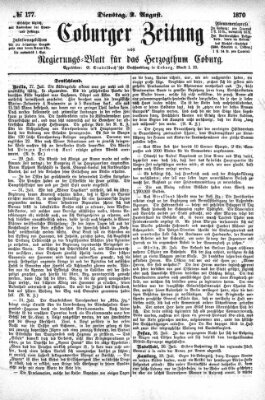 Coburger Zeitung Dienstag 2. August 1870