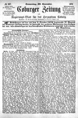 Coburger Zeitung Donnerstag 29. September 1870