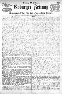 Coburger Zeitung Montag 27. Februar 1871