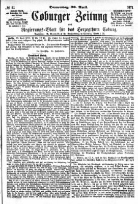 Coburger Zeitung Donnerstag 20. April 1871