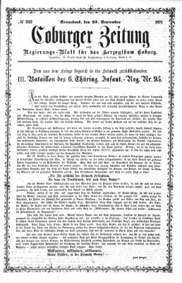 Coburger Zeitung Samstag 23. September 1871