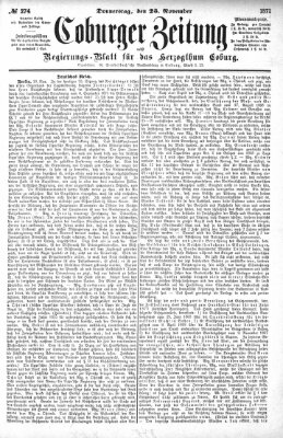 Coburger Zeitung Donnerstag 23. November 1871